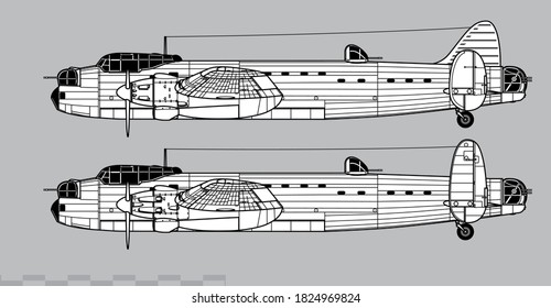 Aeronaves de combate de la Segunda Guerra Mundial. Vista lateral. Imagen para ilustraciones e infografías.