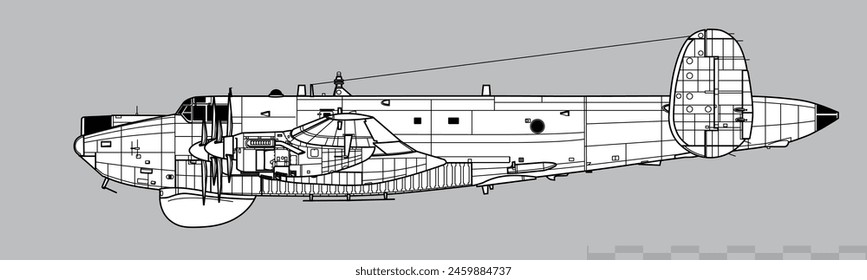 Avro Shackleton AEW.2. Airborne early warning aircraft. Side view. Image for illustration and infographics.