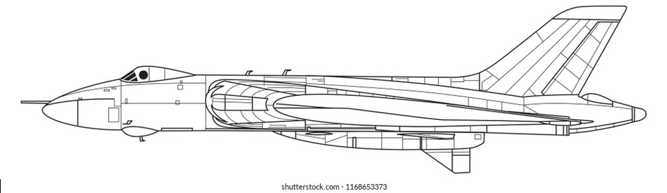 Avro VULCAN. Outline vector drawing 