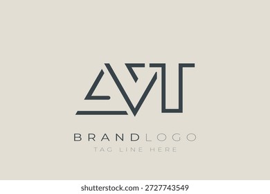 Diseño de logotipo de carta abstracta AVT. Diseño moderno del logotipo del negocio con tipografía Abstractas y estilo contemporáneo