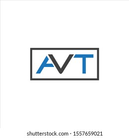 AVT Letter Simple  Logo Design With Black And Blue. 