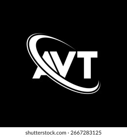 AVT logo. AVT letter logo design. Initials AVT logo linked with circle and uppercase monogram logo. AVT typography for technology, business and real estate brand.