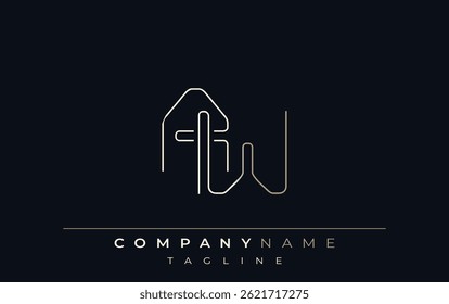 AW Abstract Line Style Logo. Minimalist Design Featuring the Letters A and W Abstract Line Style