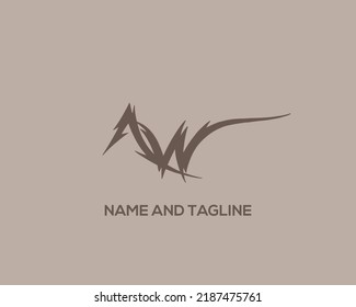 Letras alfabéticas de AW Iniciales logotipo de monograma WA, A y W