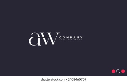 Letras alfabéticas de AW Iniciales logotipo de monograma WA, A y W