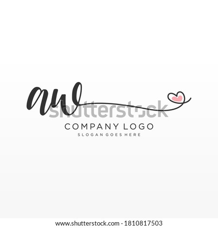 AW Beauty vector initial logo, handwriting logo of initial signature, wedding, fashion, jewelry, boutique, floral and botanical with creative template for any company or business.