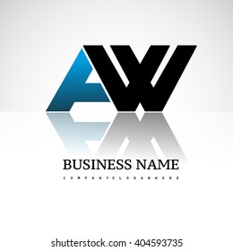 AW company linked letter logo icon blue and black