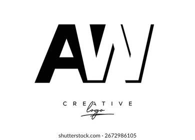 AW Creative Minimalist Negative Space Latter Logo con monograma moderno para marca y logotipo de marca comercial con letras iniciales Diseño de logotipos para marca.