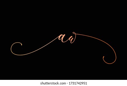 aw Cursive Letter Initial Logo Design, Vector Template