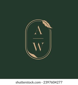 AW feather concept wedding monogram logo design ideas as inspiration