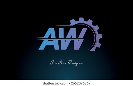 AW Gear Fusion Logo – Industrial Tech-Inspired Letter mark Futuristic Industrial Letter Mark Design for Technology and Engineering Brands.