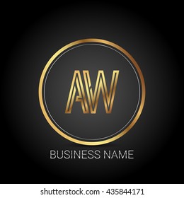 AW golden initial circle logo for company