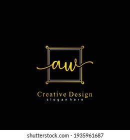 AW Initial calligraphy handwritten logo. Handwritten alphabet in the logo template. Letters and Alphabet for signature, wedding, fashion, floral and botanical logo design 