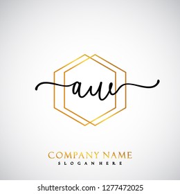 AW Initial Handwriting logo template vector