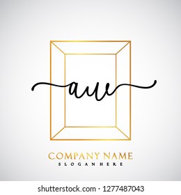 AW Initial Handwriting logo template vector