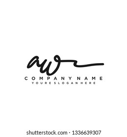 AW  Initial Handwriting logo template vector
