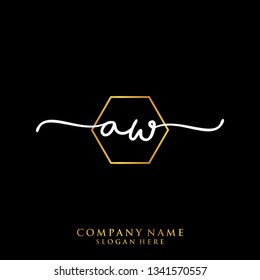 AW Initial handwriting logo template