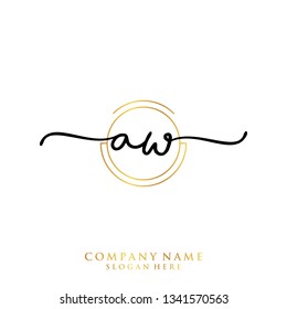 AW Initial handwriting logo template