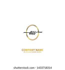 AW Initial handwriting logo template vector