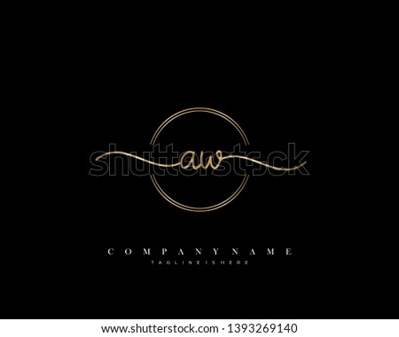 AW initial handwriting logo template vector