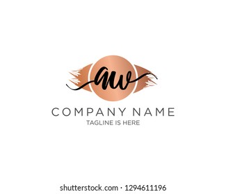 AW initial handwriting logo vector