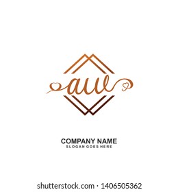 AW Initial handwriting logo vector