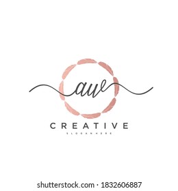 AW Initial handwriting minimalist geometric logo template vector, Logo for business beauty, fashion, and other