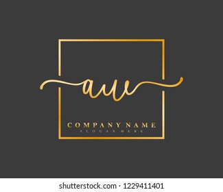 AW Initial handwriting square minimalist logo vector