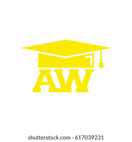 AW initial letter with graduation cap