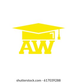 AW initial letter with graduation cap