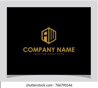 AW initial letter logo design