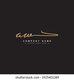 AW Initial Letter Logo - Hand drawn Signature Logo