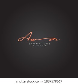 AW Initial Letter Logo - Handwritten Signature Logo