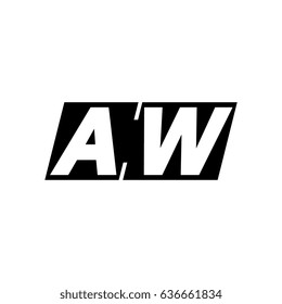 AW initial letter logo square black
