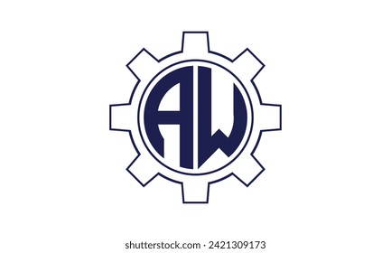 AW initial letter mechanical circle logo design vector template. industrial, engineering, servicing, word mark, letter mark, monogram, construction, business, company, corporate, commercial, geometric
