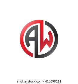 AW initial letters linked circle company logo red black