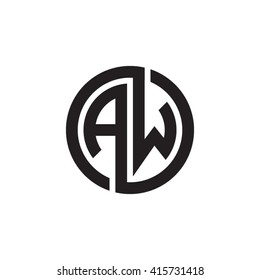 AW initial letters linked circle monogram logo