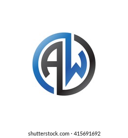 AW initial letters looping linked circle company logo black blue