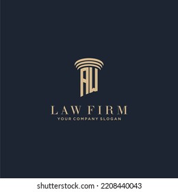 AW logotipo de la firma de abogados monograma inicial con diseño de hitos