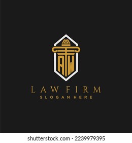 AW erstes Monogramm-Logo für Anwaltskanzlei mit Säule in kreativem Polygondesign