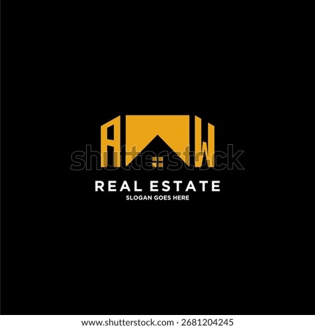 AW initial monogram logo for real estate with creative home design