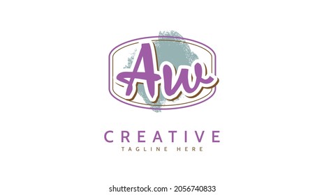 Aw-Initialen, Logo-Vektorgrafik