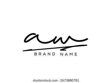 AW Brief elegante kursive Schönheit Handschrift Logo.