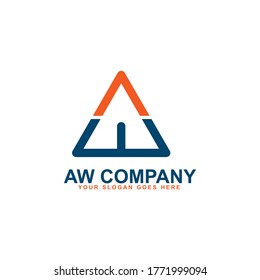 Plantilla de diseño del vector del logotipo inicial de la letra AW