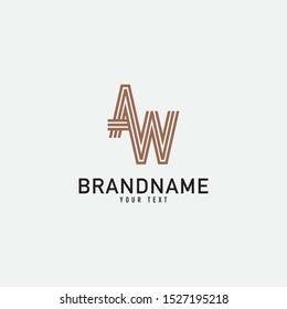 AW Letter Logo With Black Lines Design. Line Letter Symbol Vector Illustration.