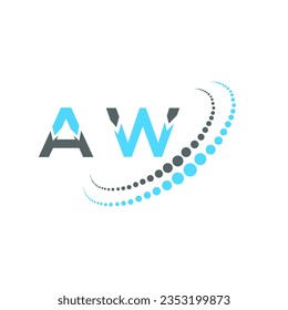 Diseño creativo del logo de la carta de AW. Diseño único de AW.

