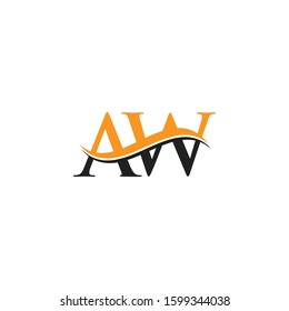 AW Letter Logo With Creative Modern Wave Typography Vector Template. Creative Alphabetical AW Logo Design.