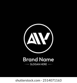 AW Letter Logo Design. Black Background.