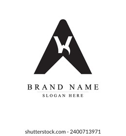 AW Letter Logo Design with Creative Modern Trendy Typography, W in the middle of A logo concept,	

