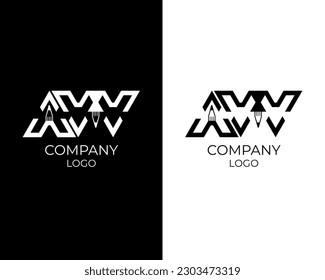 elemento de diseño del logotipo de la carta AW